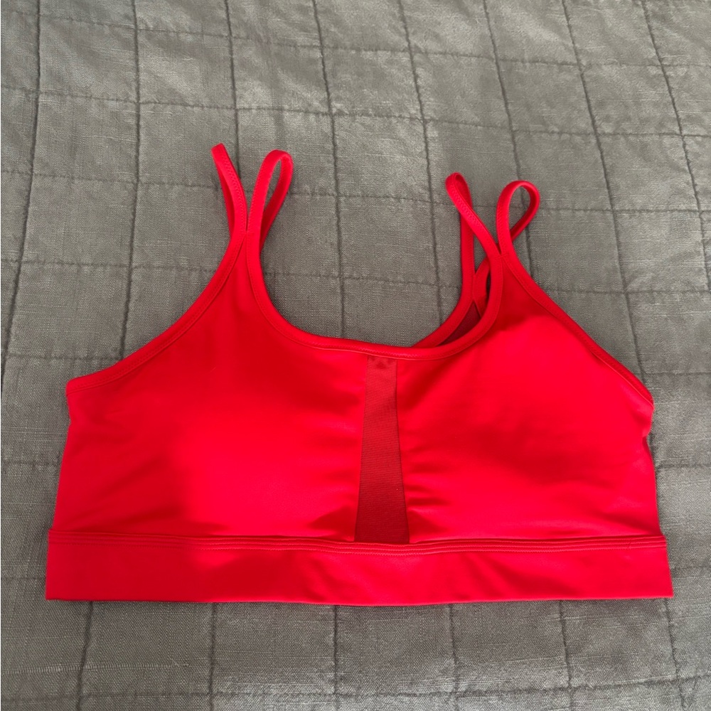 Xersion Red Dual-Strap Mesh-Panel Sports Bra